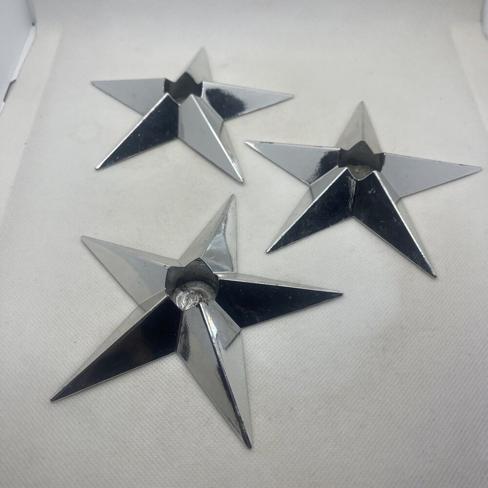 Dept 56 Silver Stars Candle Holder Set of 3